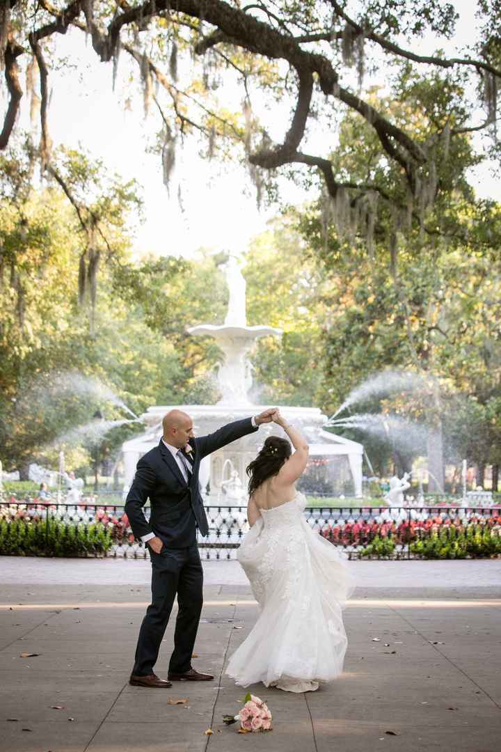 Twirl in front of Forsyth Fountain