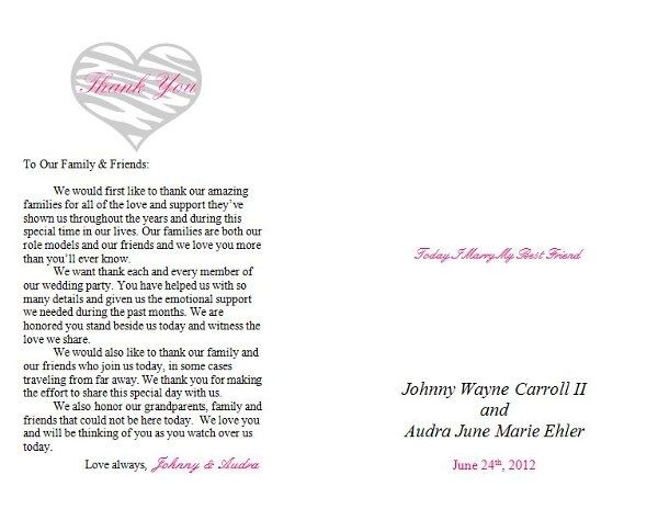 My DIY Wedding Programs (*PIC)