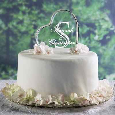 I found inexpensive champagne flutes & cake topper!