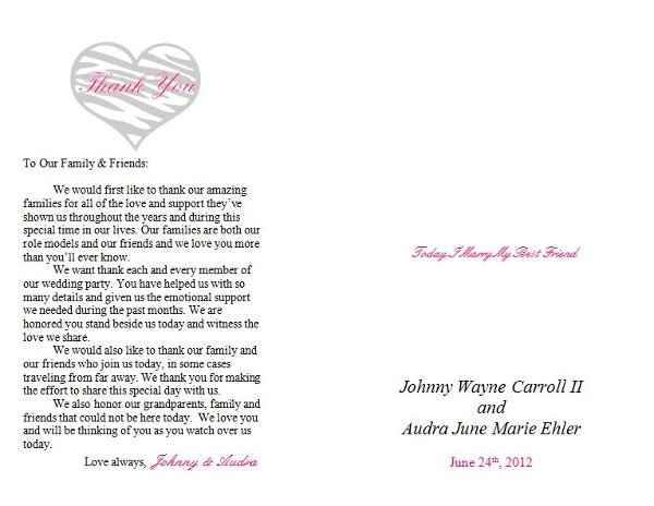 My DIY Wedding Programs (*PIC)