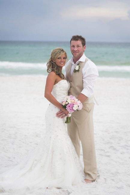 Adding a vest, no tie....still beachy/formal. 