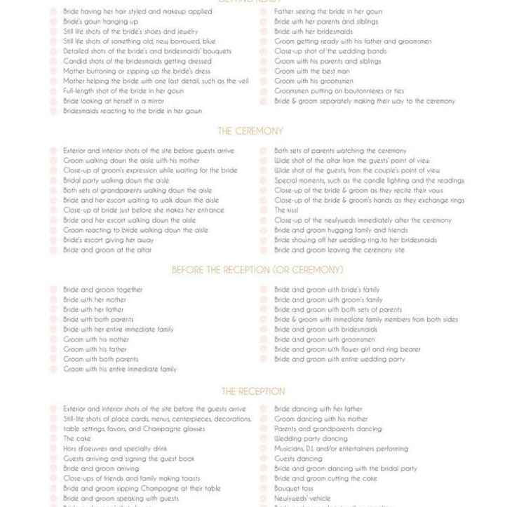 Wedding day picture list