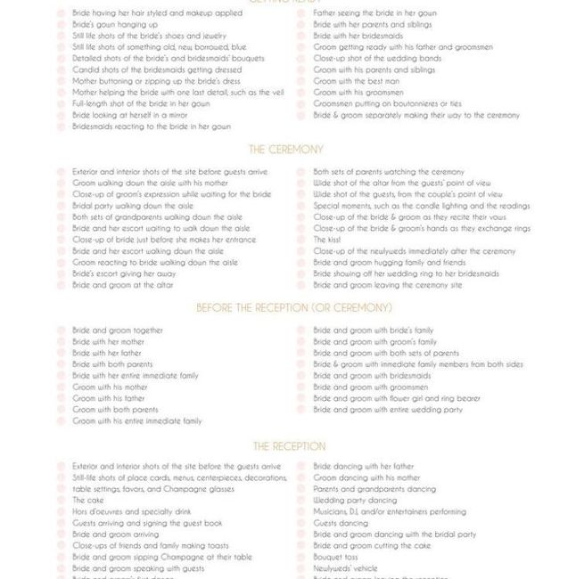 Wedding day picture list