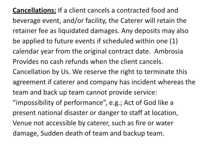 Legal Question — ghosted by our caterers - 1