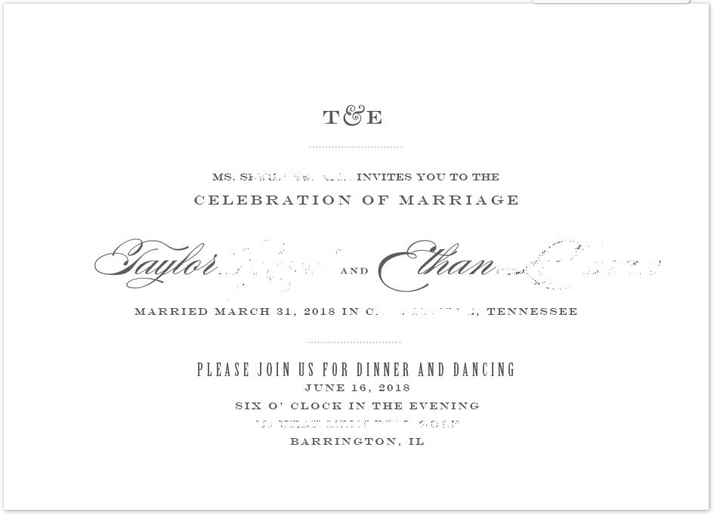 Celebration of Marriage invites