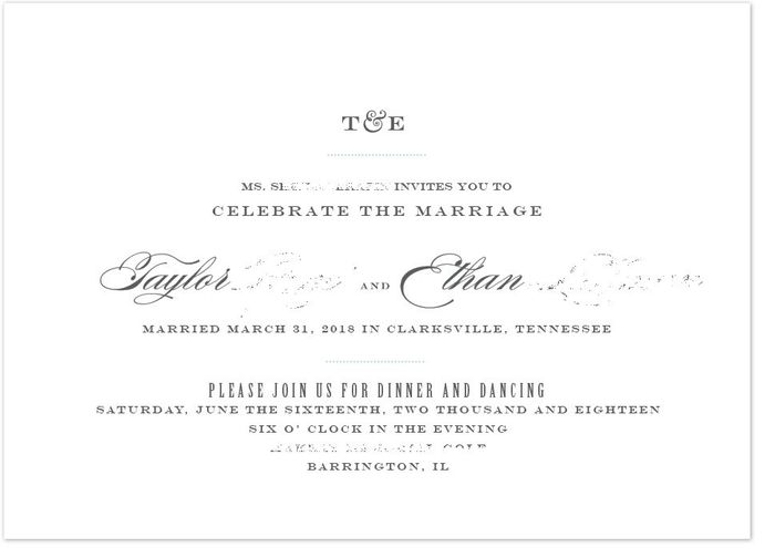 Celebration of Marriage invites