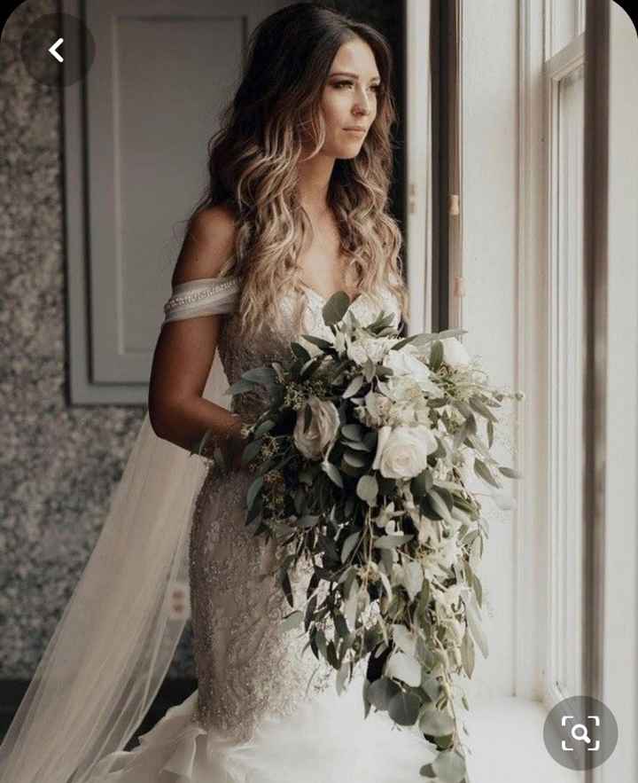 Wedding dress with draped sleeves and straps - 1