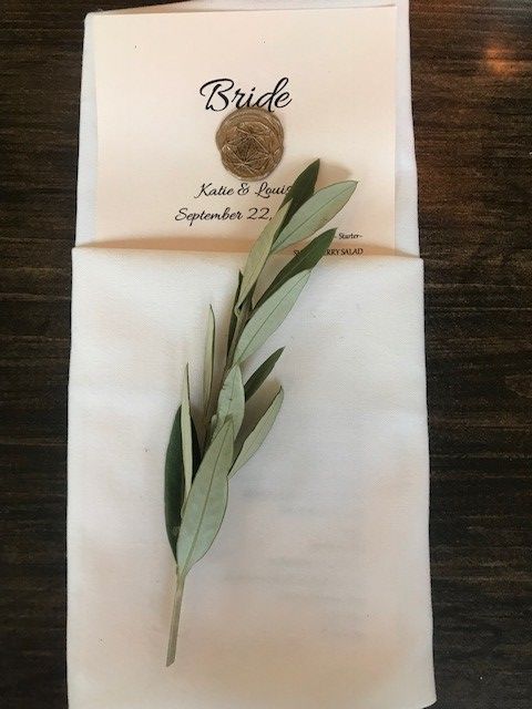 my place setting - we handprinted menus on pink paper