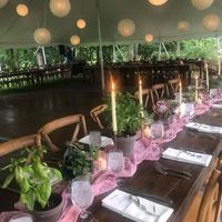 Under the tent - our florist nailed our vision and my husband and I hand dyed the runners