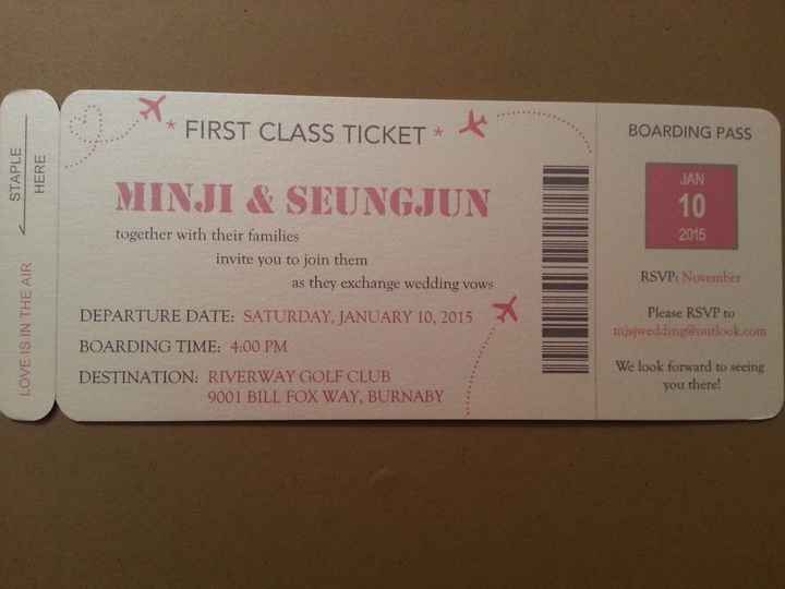 diy airplane ticket wedding invitations are done!!