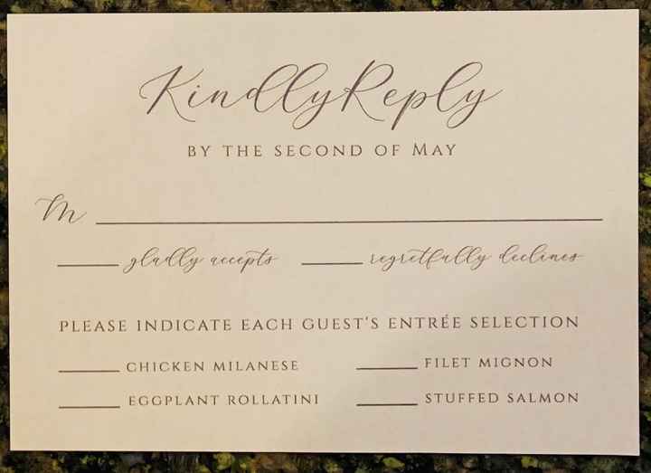 Plated dinner.. rsvp cards - 1