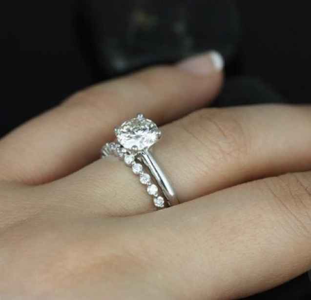 Wedding bands with solitaire engagement rings - 1