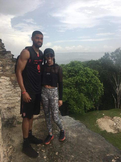 At the top of one of the ruins