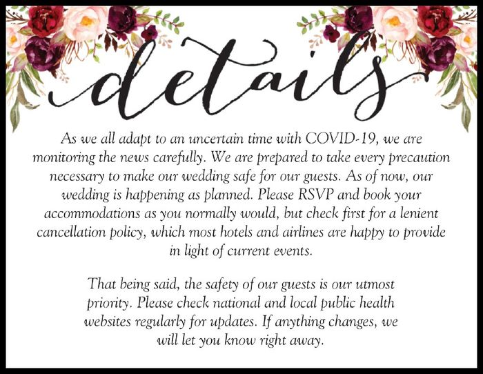 Covid details added to wedding invite 1