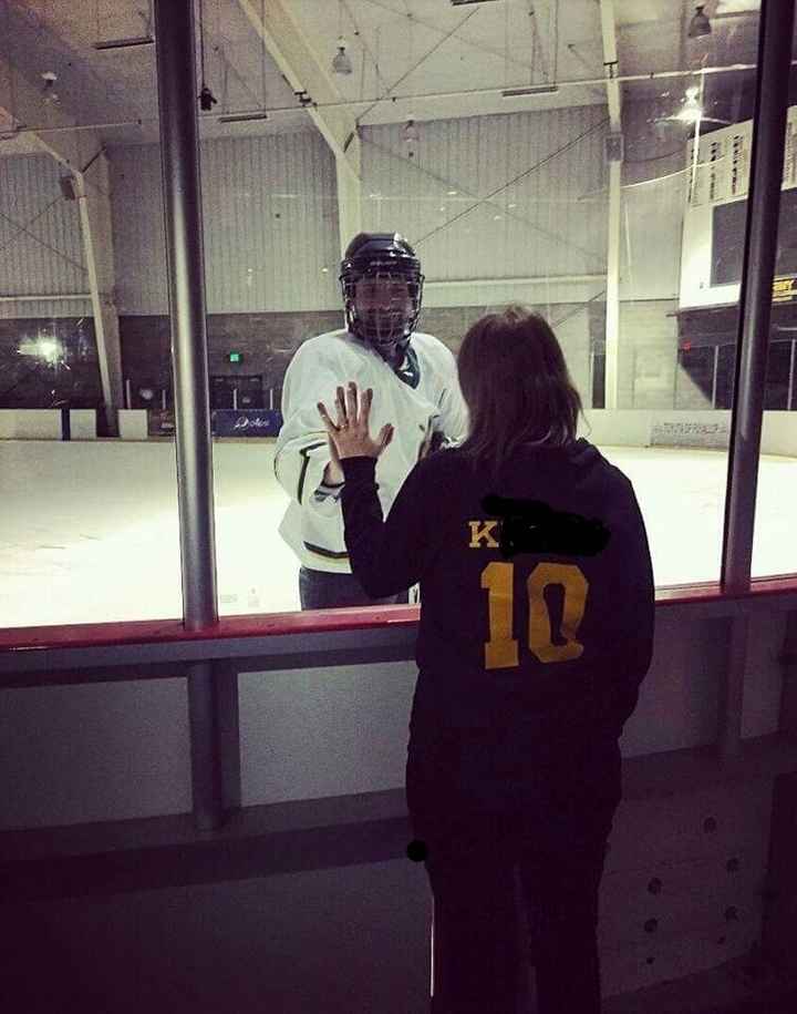 Sports-related engagement/wedding photos