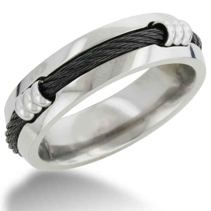 Men's Titanium band with carbon fiber rope $15. PIC
