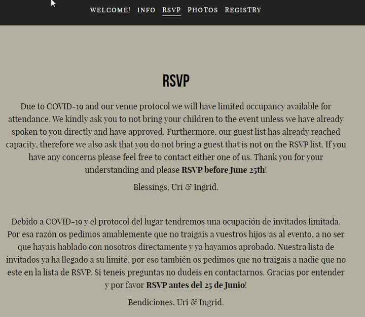 Bilingual Wedding website - 1