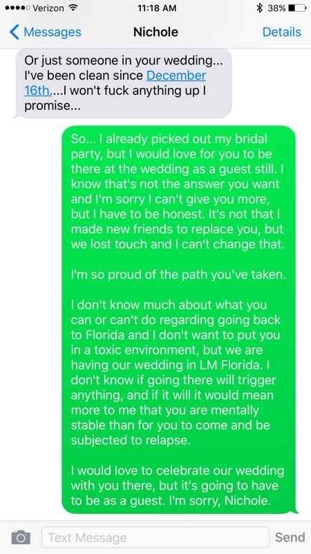 Old friend requesting to be a bridesmaid