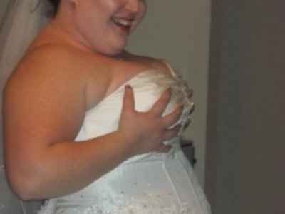 POST pics of your dress, your flowers, your man,  friend lighting cig of a tiki torch & your boobs!