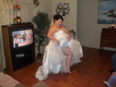 POST pics of your dress, your flowers, your man,  friend lighting cig of a tiki torch & your boobs!