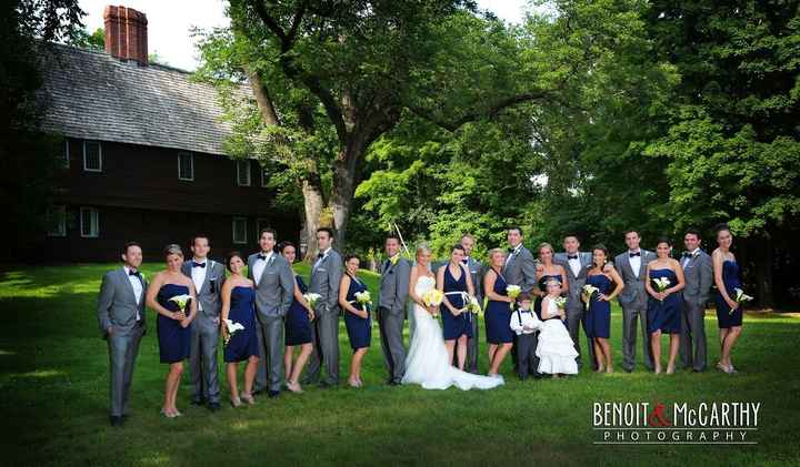 Bridesmaids in navy and groomsman and groom in navy tux is this ok?