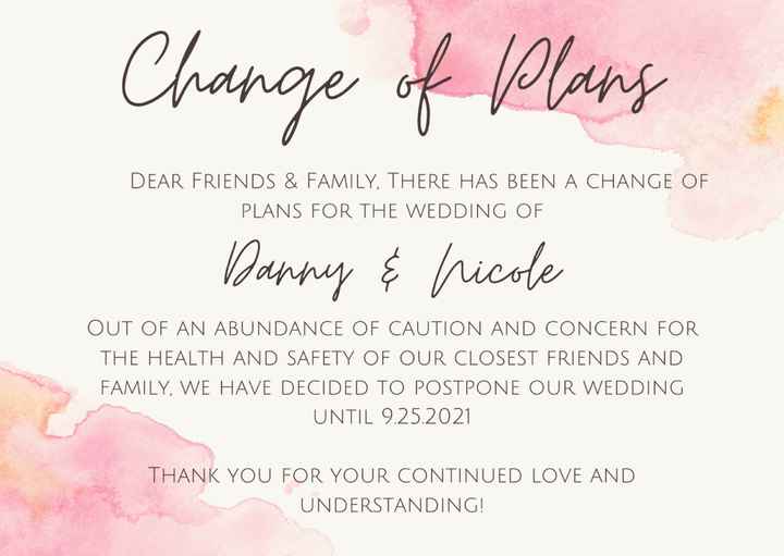 Wedding plans changing - 1