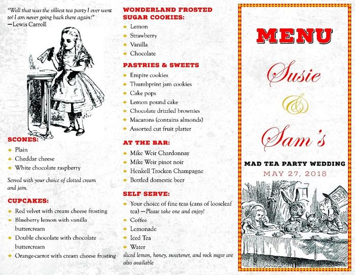 Wedding food menu cards 6