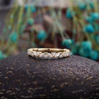 Moissanite wedding band with diamond engagement ring - 1