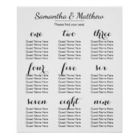 Assigned seating or reserved tables for reception