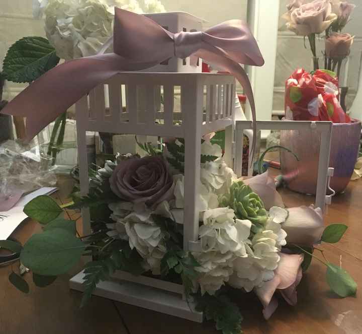 Centerpiece and wedding sign trial run - what do you think?