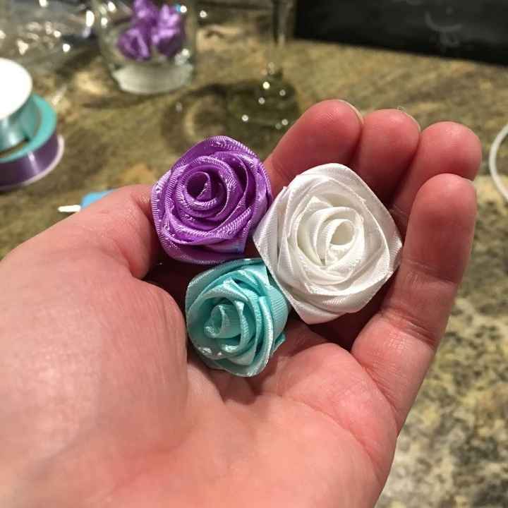 Ribbon rose bouquet and hot glue...