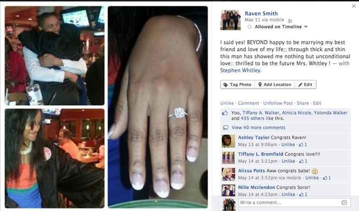 How did you announce your engagement on facebook?