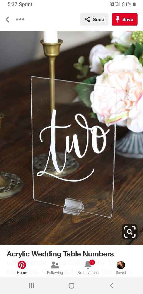 Acrylic Table Numbers - 1