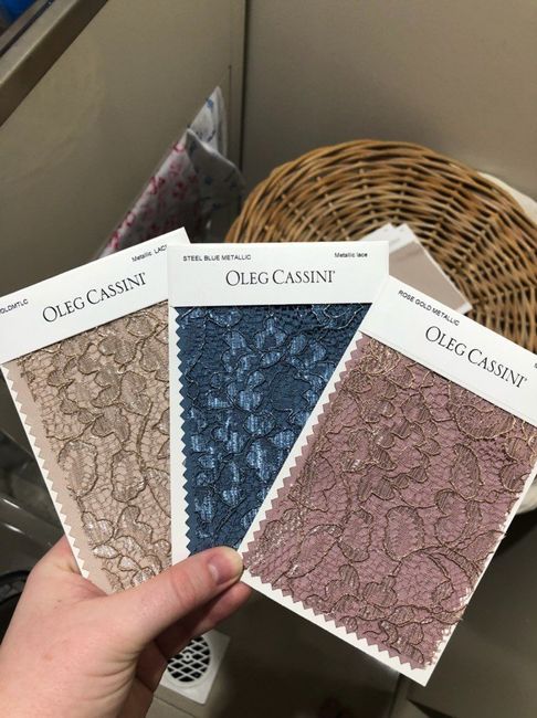Metallic swatches under artificial lighting