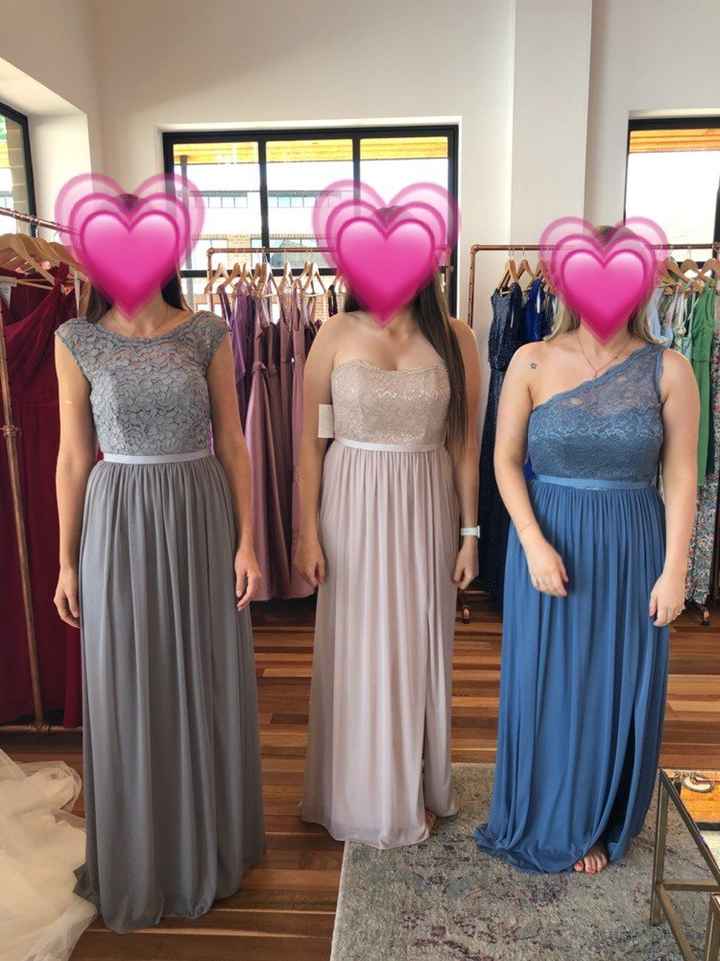 Bridesmaids in the 3 different styles