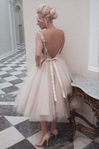 Blush tea length gown