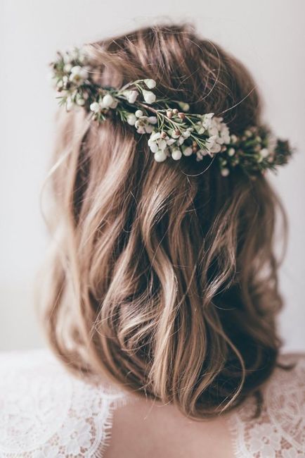 long bob with flower crown