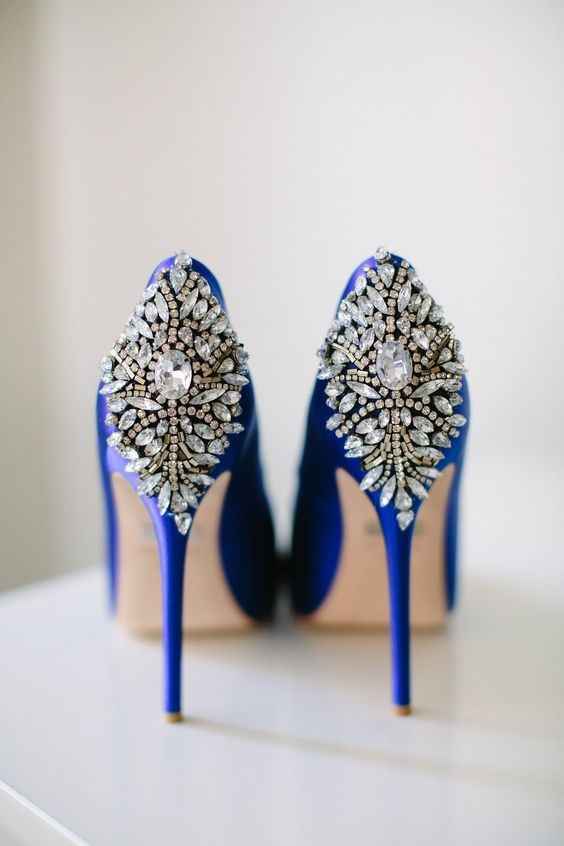 blue jeweled wedding heels