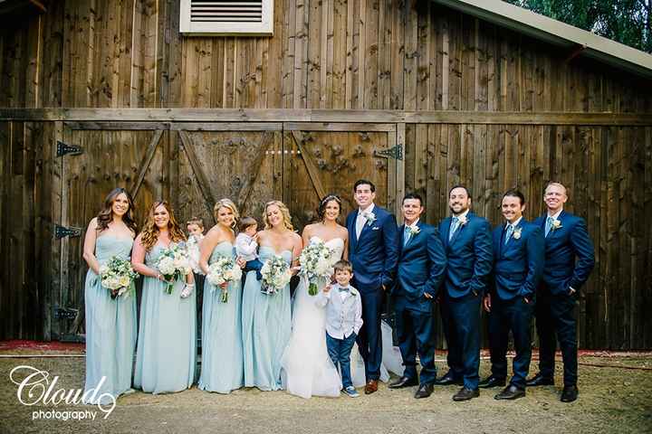 Shades of blue bridal party