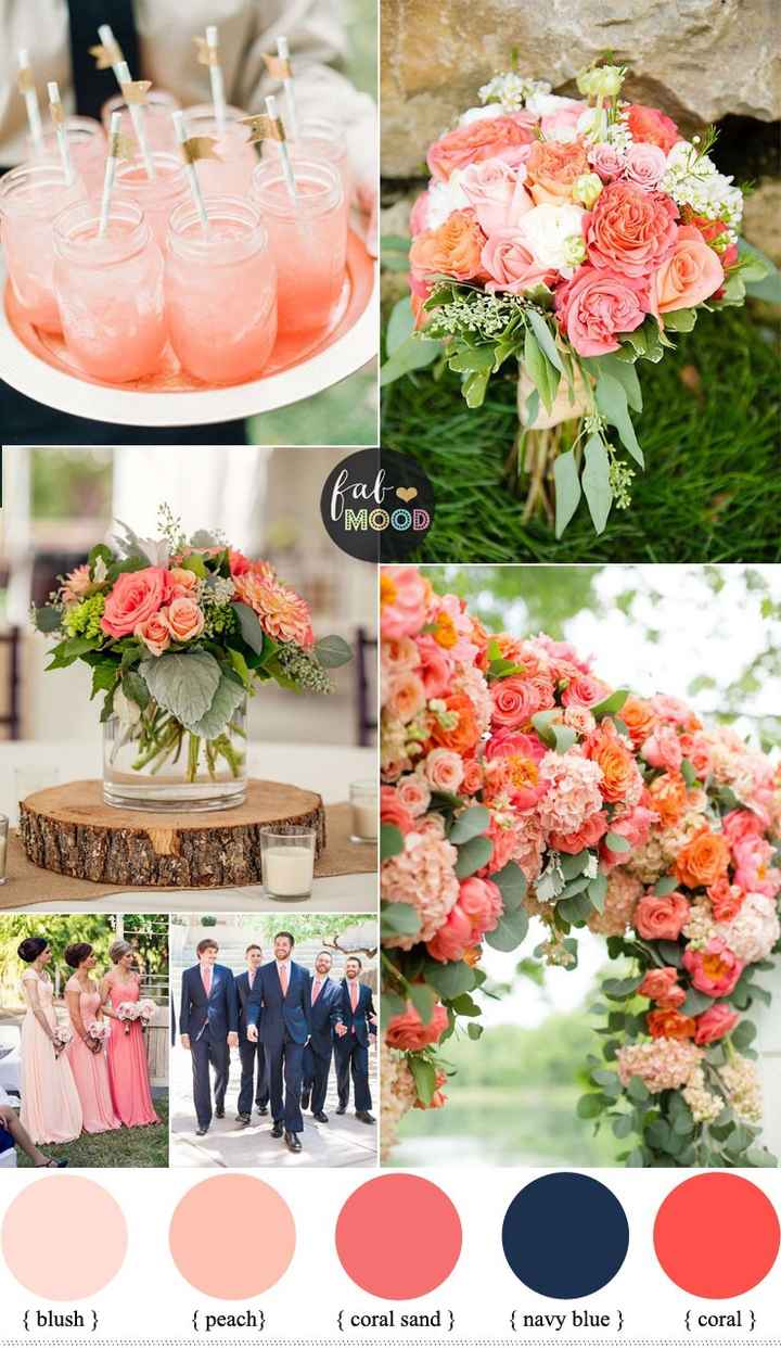 Coral and Navy Blue