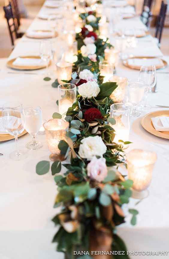 Burgundy centerpieces
