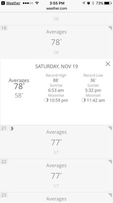 Just for fun: Post a screenshot of the weather forecast for your wedding day!