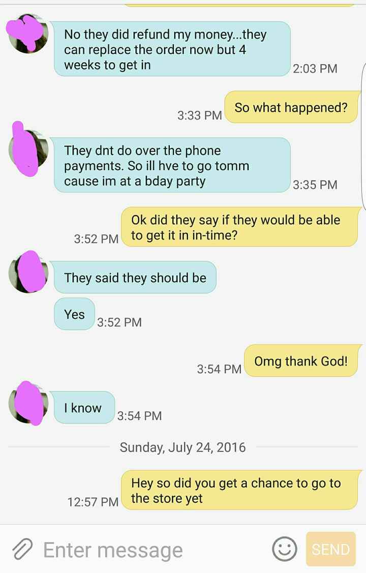 Bridesmaid dress drama update