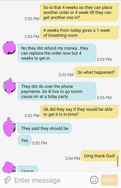 Bridesmaid dress drama update