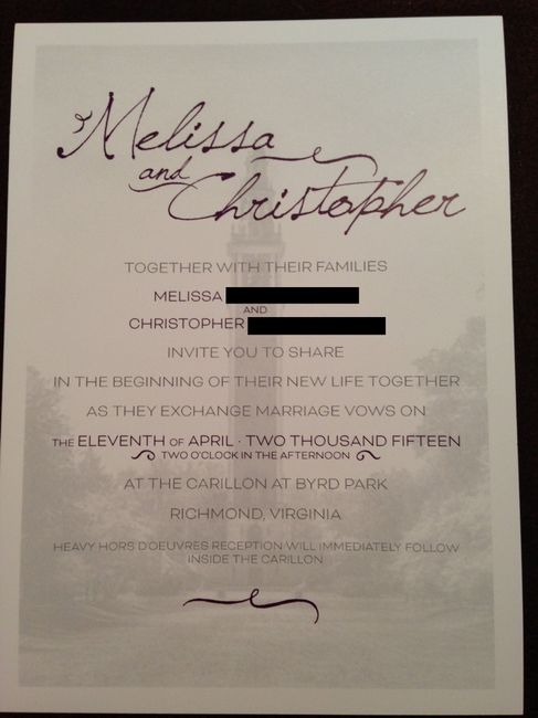 Invites are in and it's a great afternoon!
