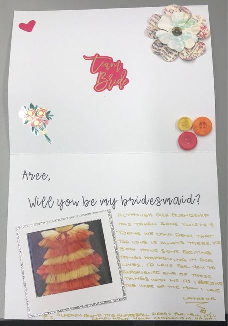 How did you ask your bridesmaids to be your bridesmaids? - 3