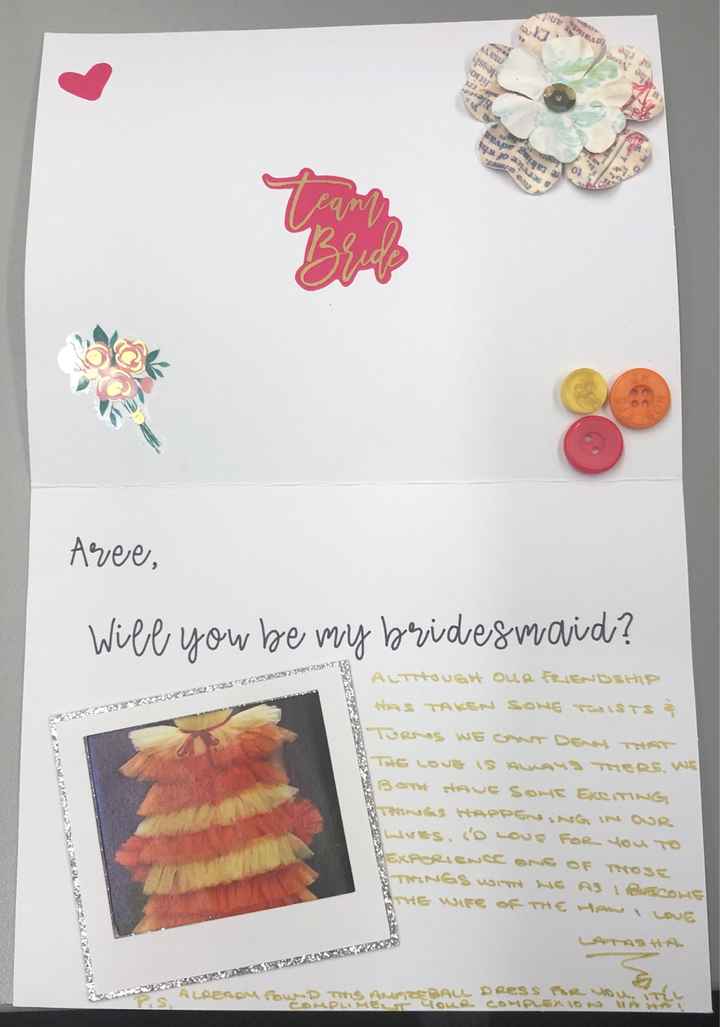 How did you ask your bridesmaids to be your bridesmaids? - 3