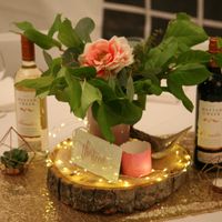 A little sparkle with succulents that we inside rose gold terrariums. They were gold but we spray pa
