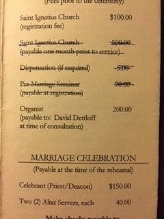 Catholic Wedding in Connecticut - what to tip?