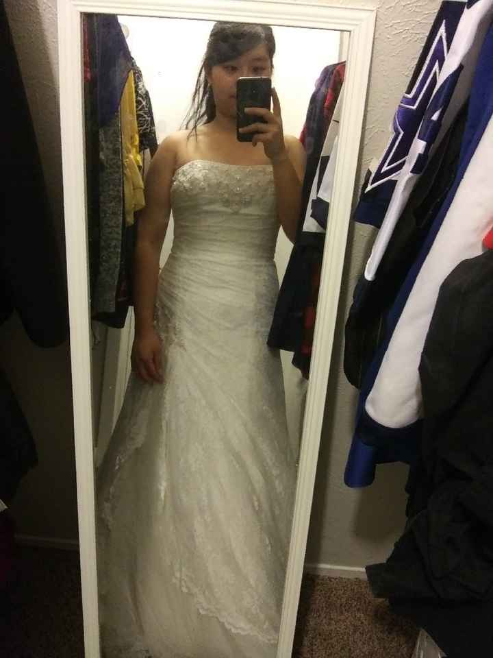 Adding sleeves on a strapless wedding dress? - 1